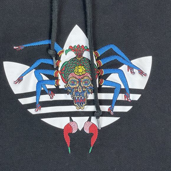 Adidas Keiichi Tanaami Hoodie Mens L Black Embroidered Spider Logo Pullover - Picture 4 of 11